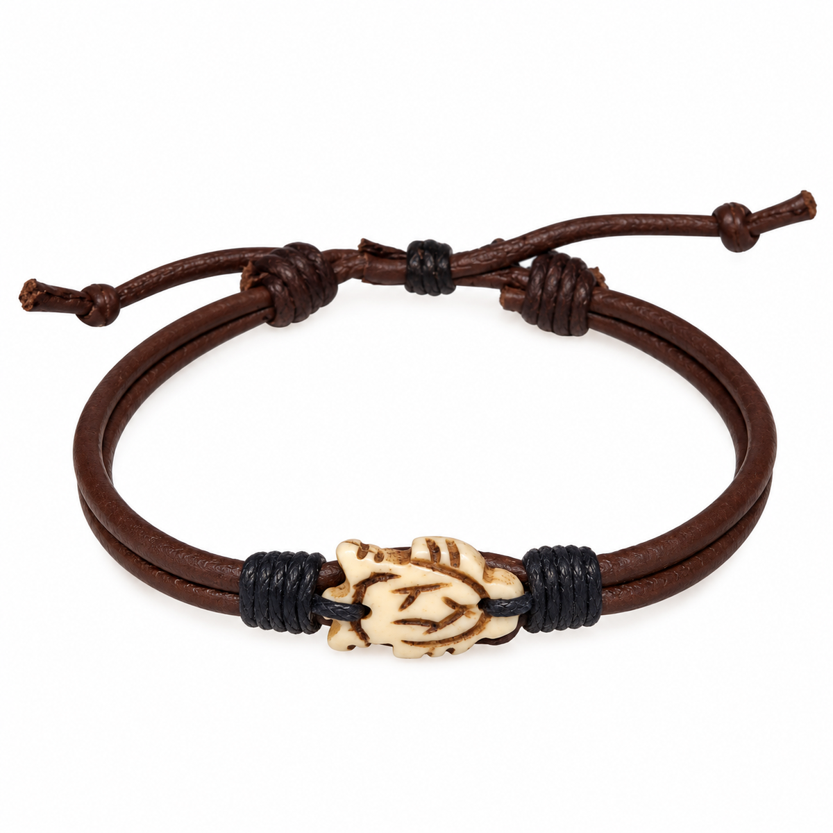 Carved Turtle Leather Bracelet for Men