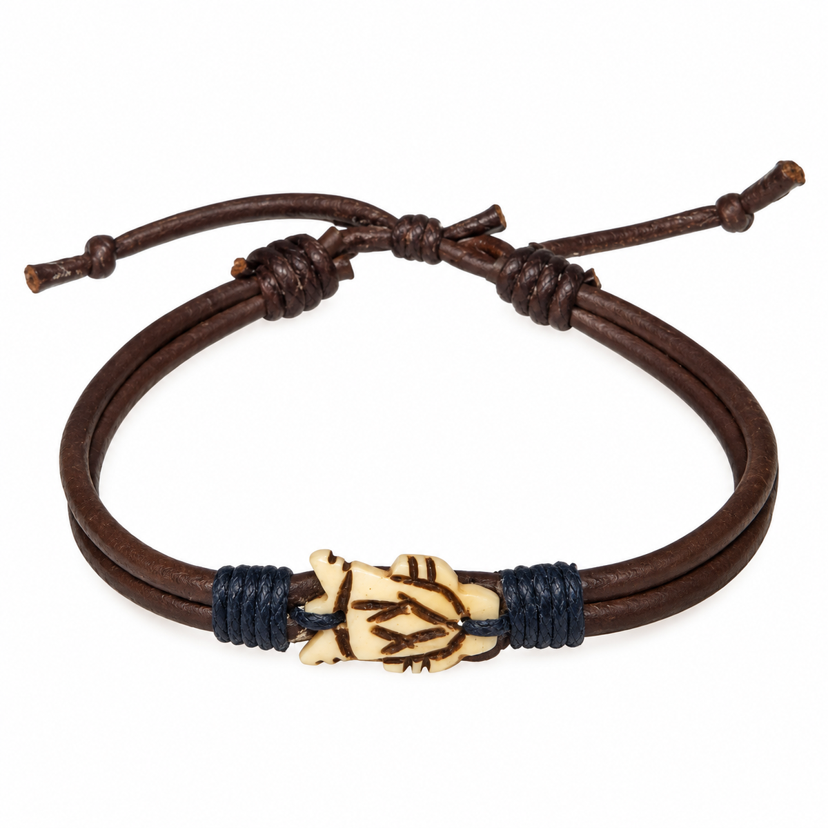 Carved Turtle Leather Bracelet for Men