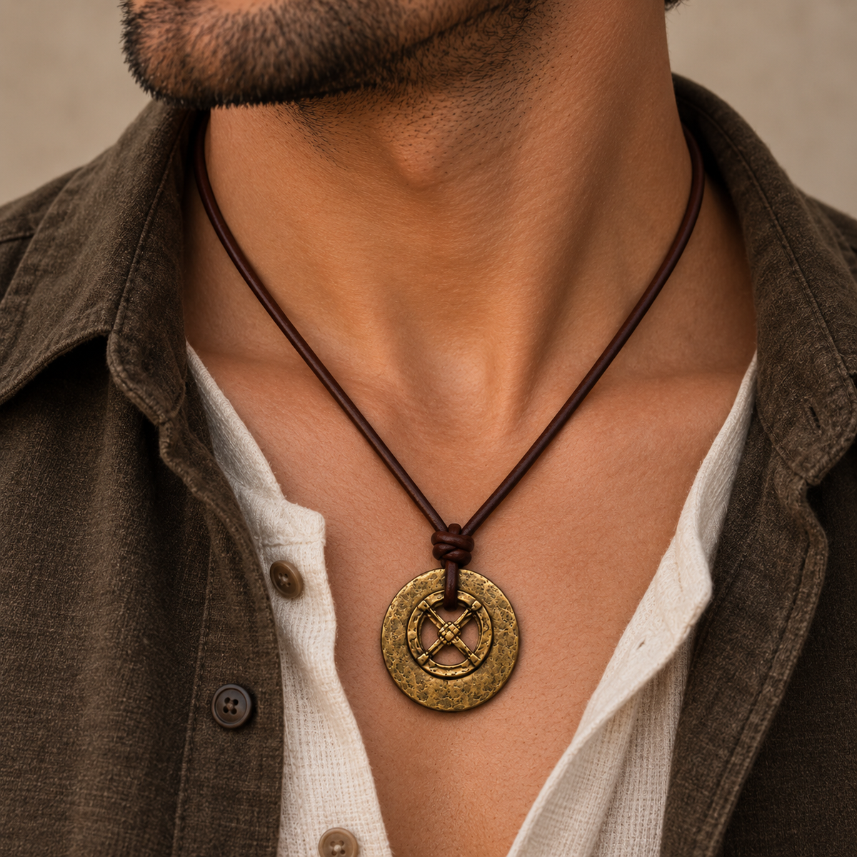 Celtic Cross Leather Necklace for Men