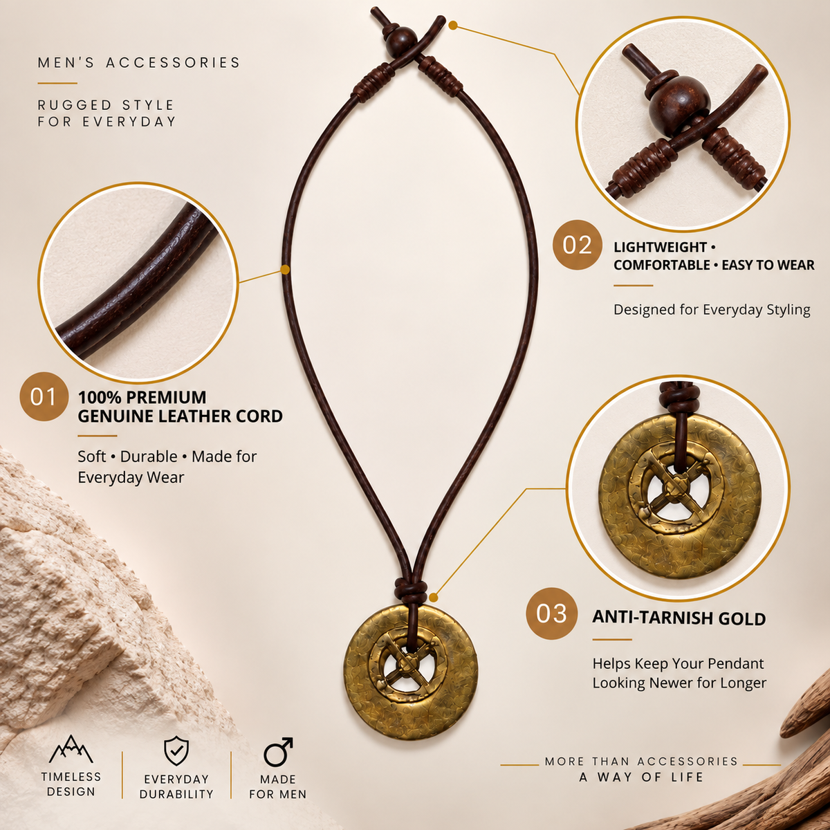 Celtic Cross Leather Necklace for Men