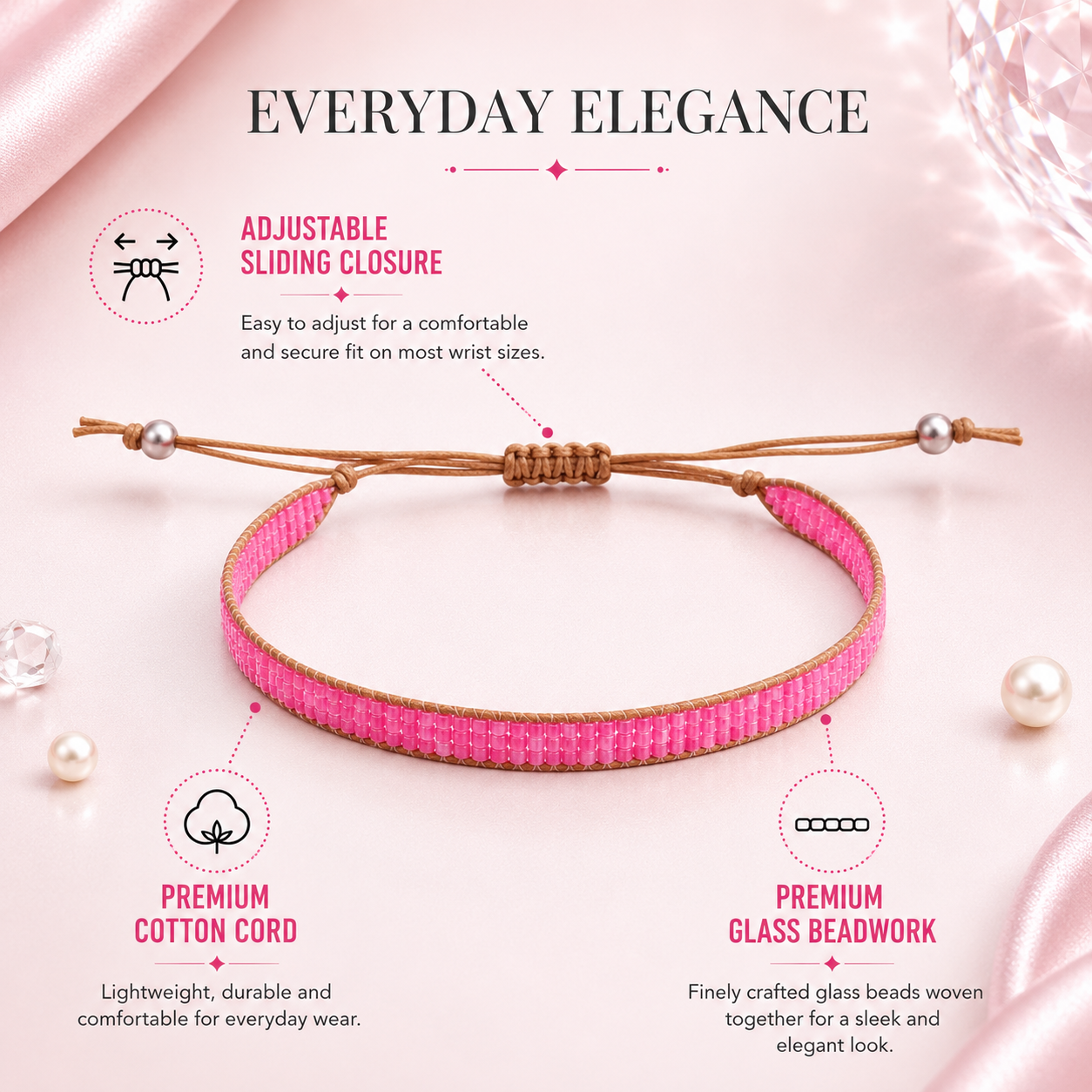Adjustable Beaded Bracelet for Women