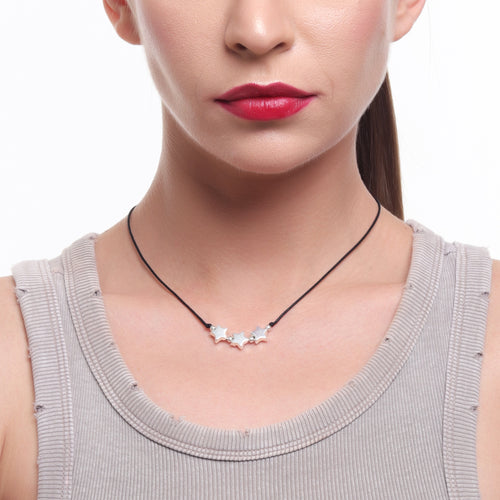 Choker Necklace with Triple Star Charms