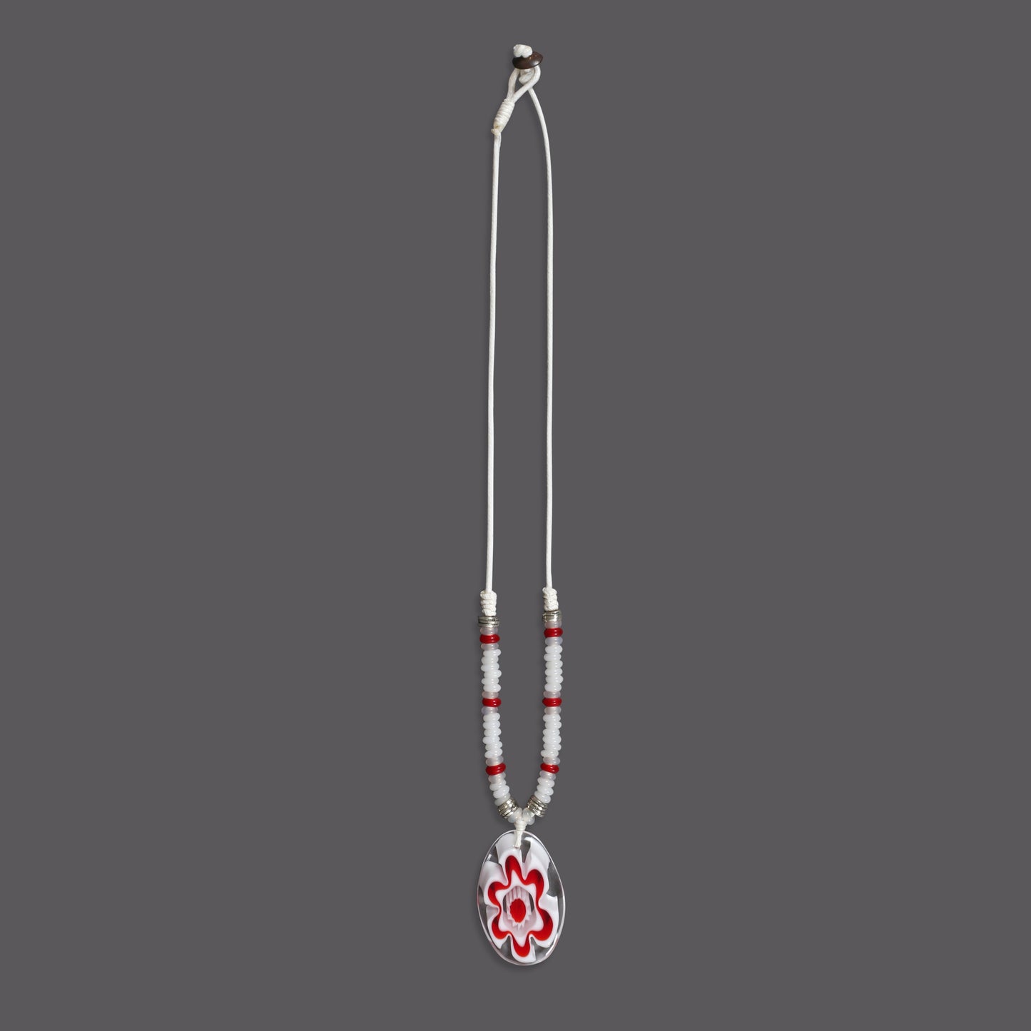 Beaded Choker Necklace with Flower Pendant