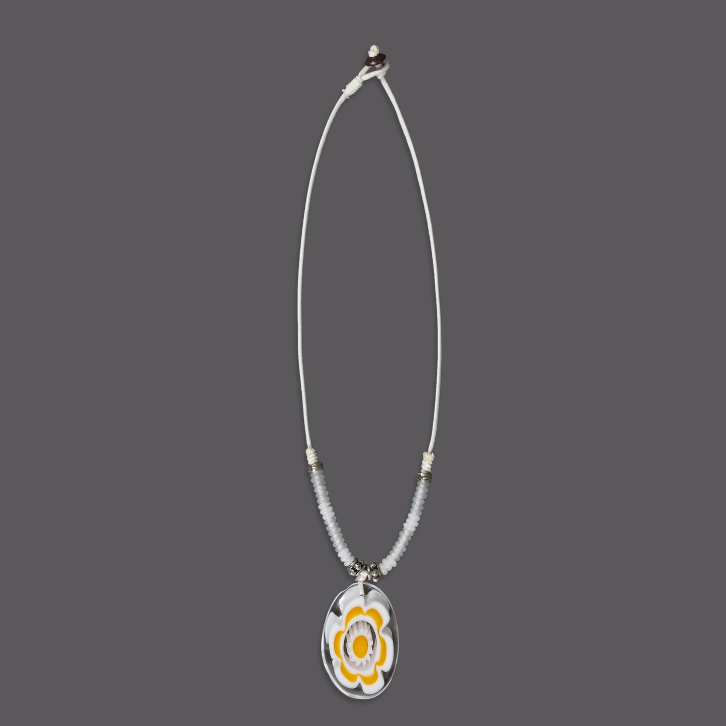 Beaded Choker Necklace with Flower Pendant