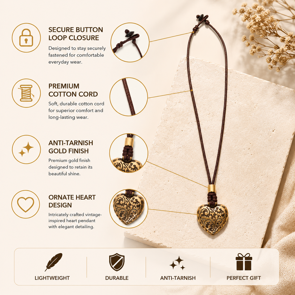 Choker Necklace with Ornate Heart Pendant