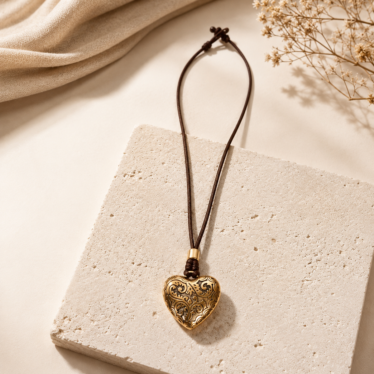Choker Necklace with Ornate Heart Pendant