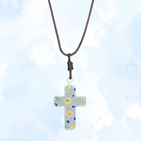 Choker Necklace with Floral Cross Pendant