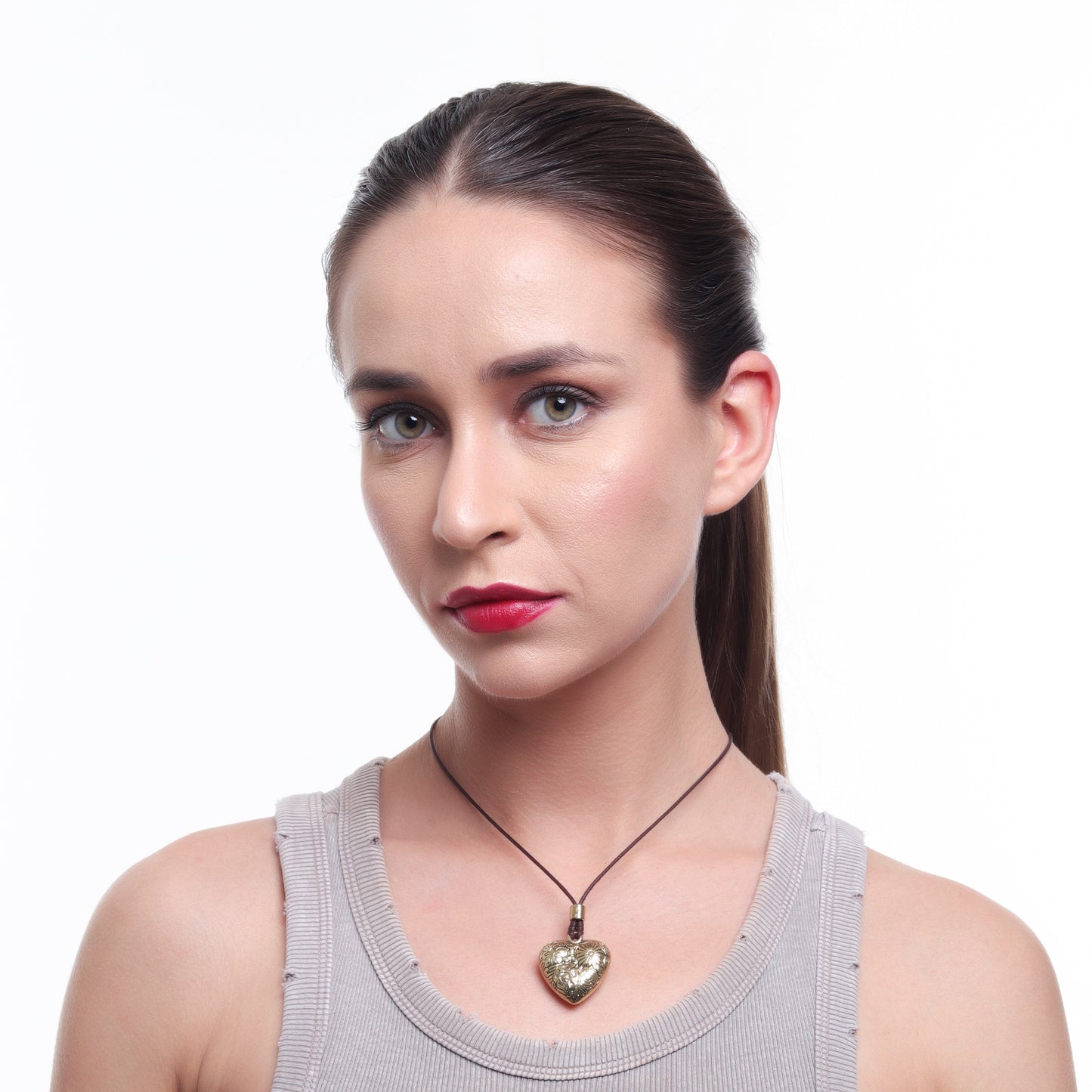 Choker Necklace with Floral Heart Pendant