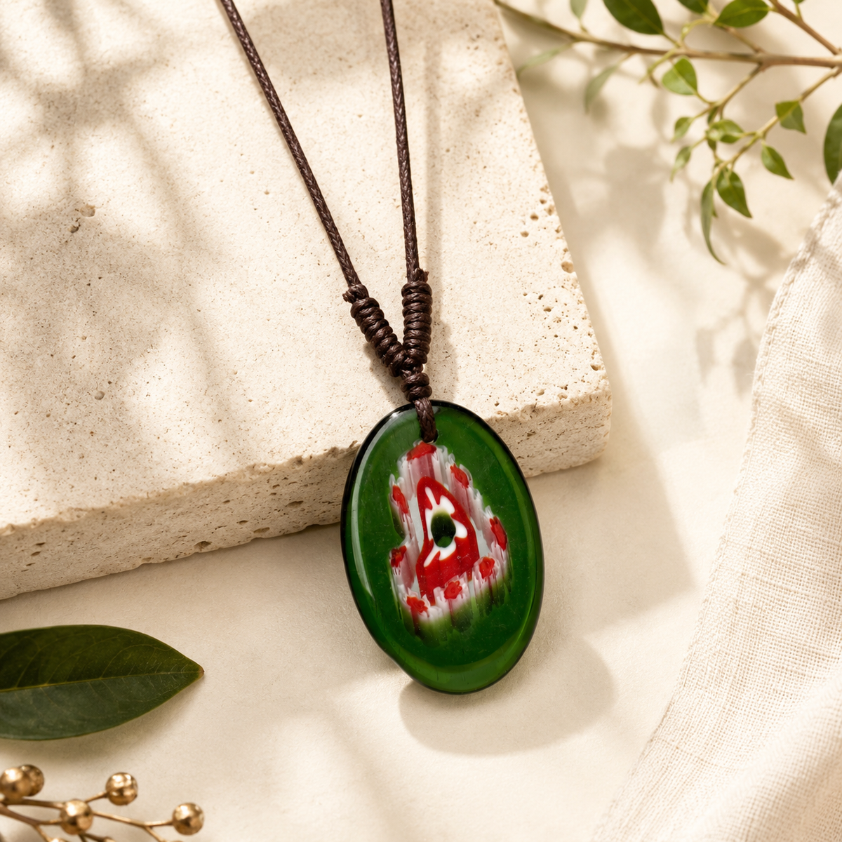 Choker Necklace with Heart Flower Pendant