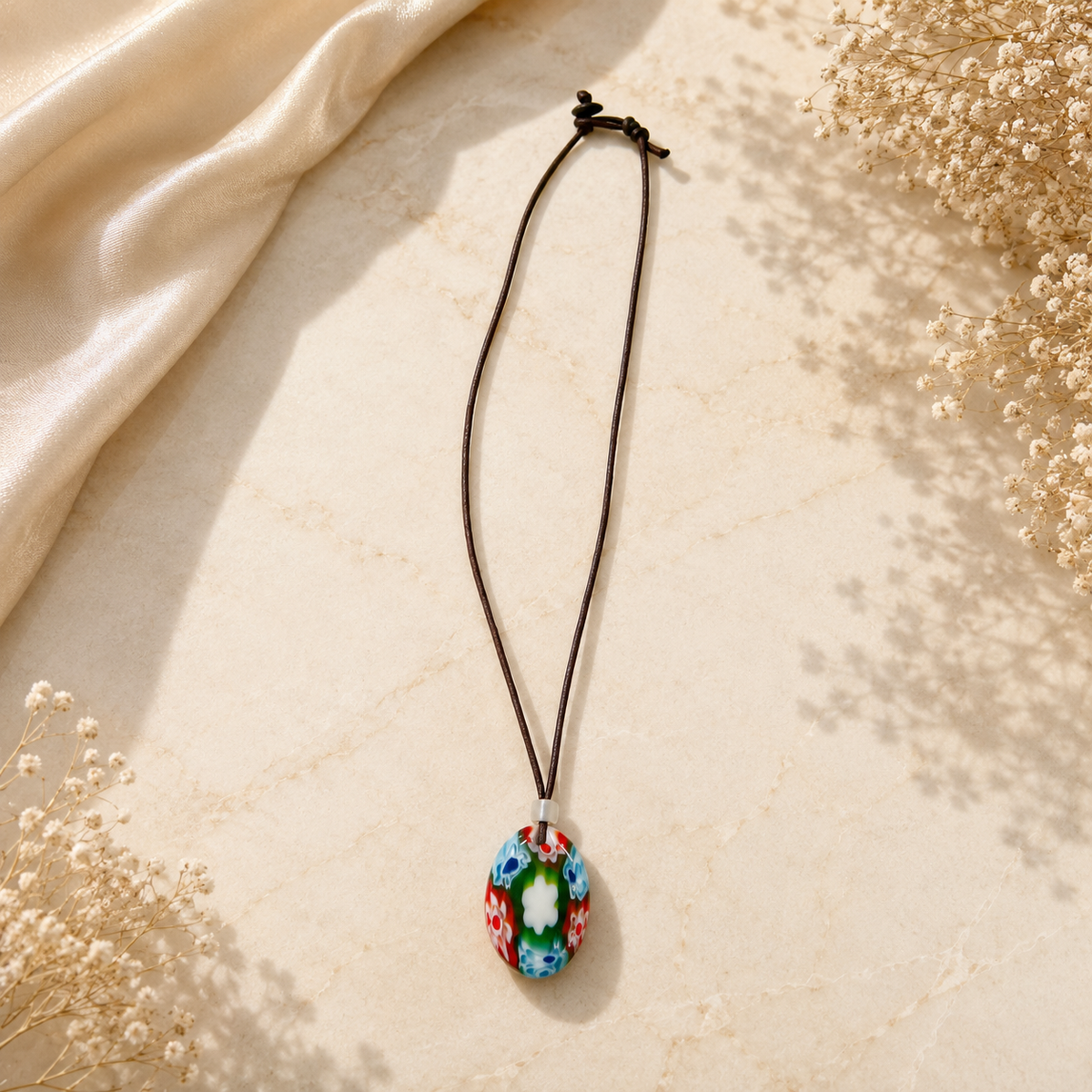 Choker Necklace with Flower Pendant