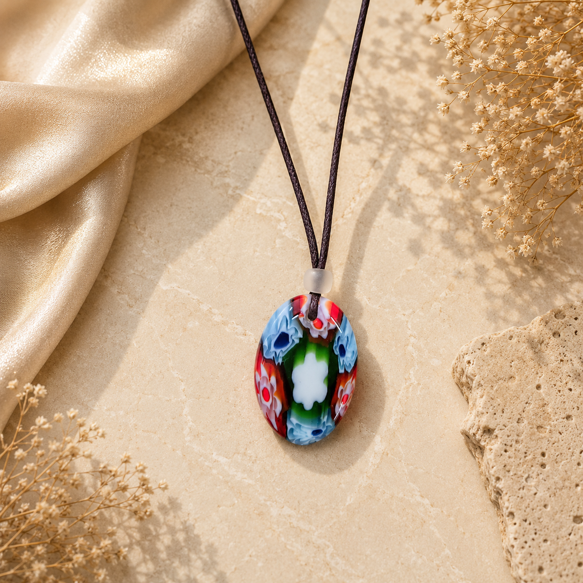 Choker Necklace with Flower Pendant
