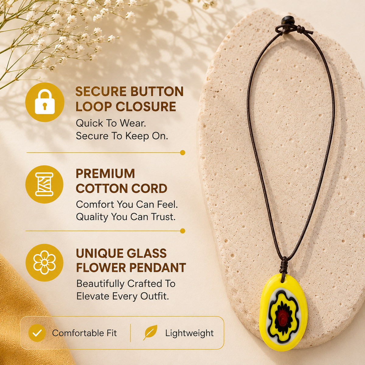 Choker Necklace with Flower Pendant
