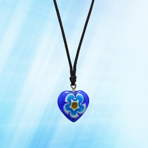 Choker Necklace with Glass Heart Pendant