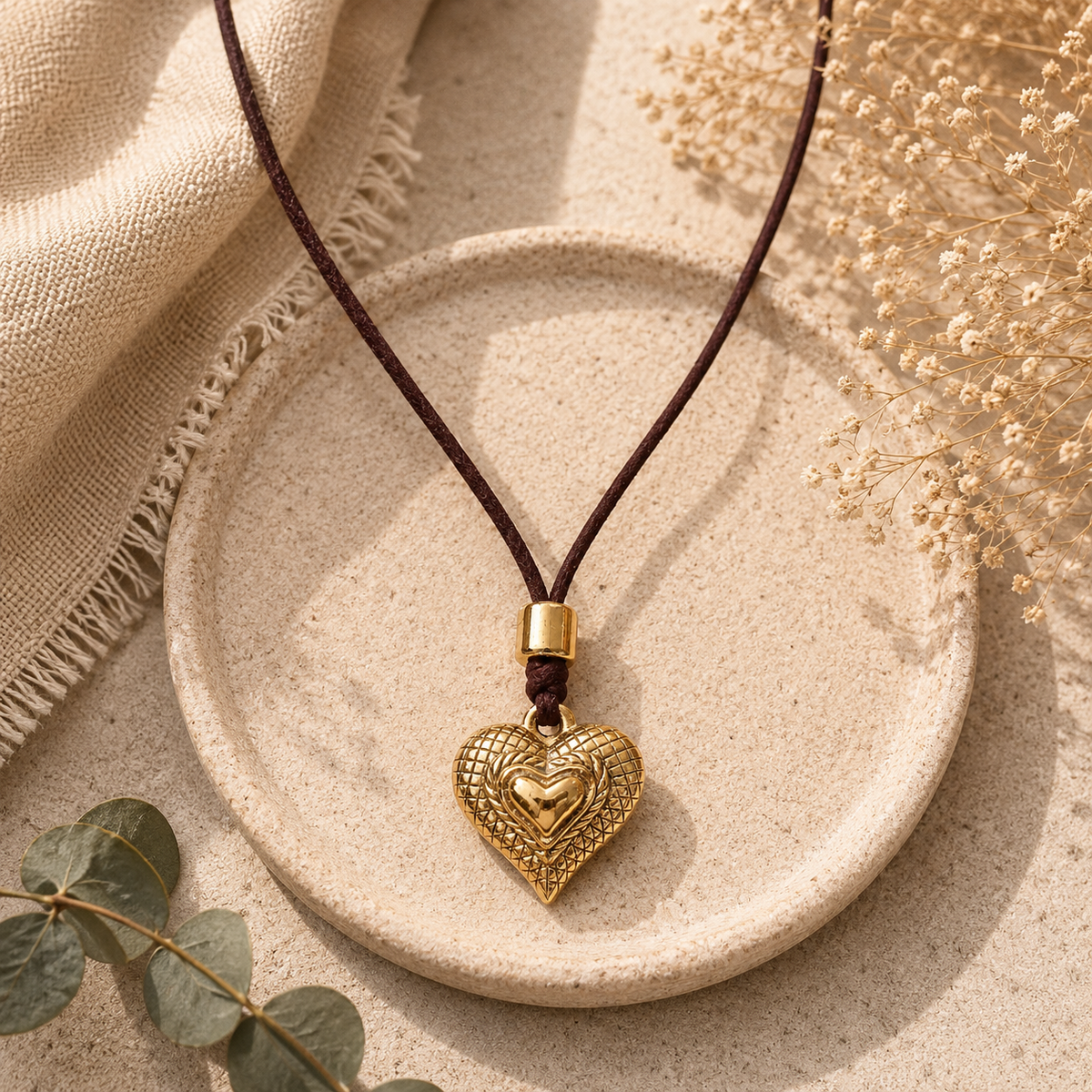 Choker Necklace with Heart in Heart Pendant