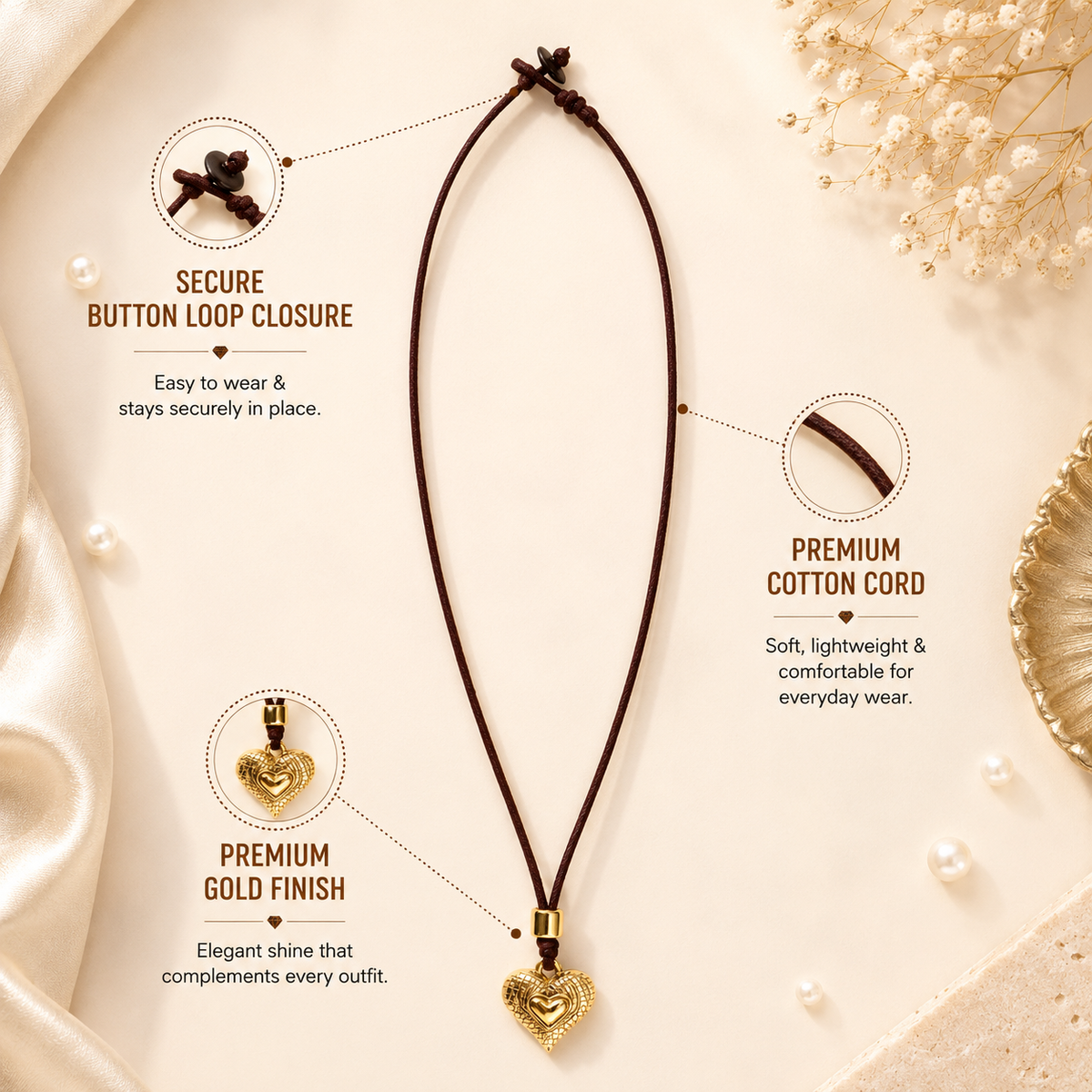 Choker Necklace with Heart in Heart Pendant