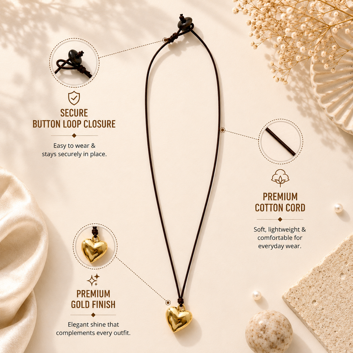 Choker Necklace with Heart Pendant