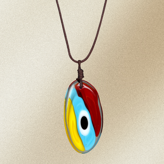Choker Necklace with Multi-Colour Evil Eye Pendant