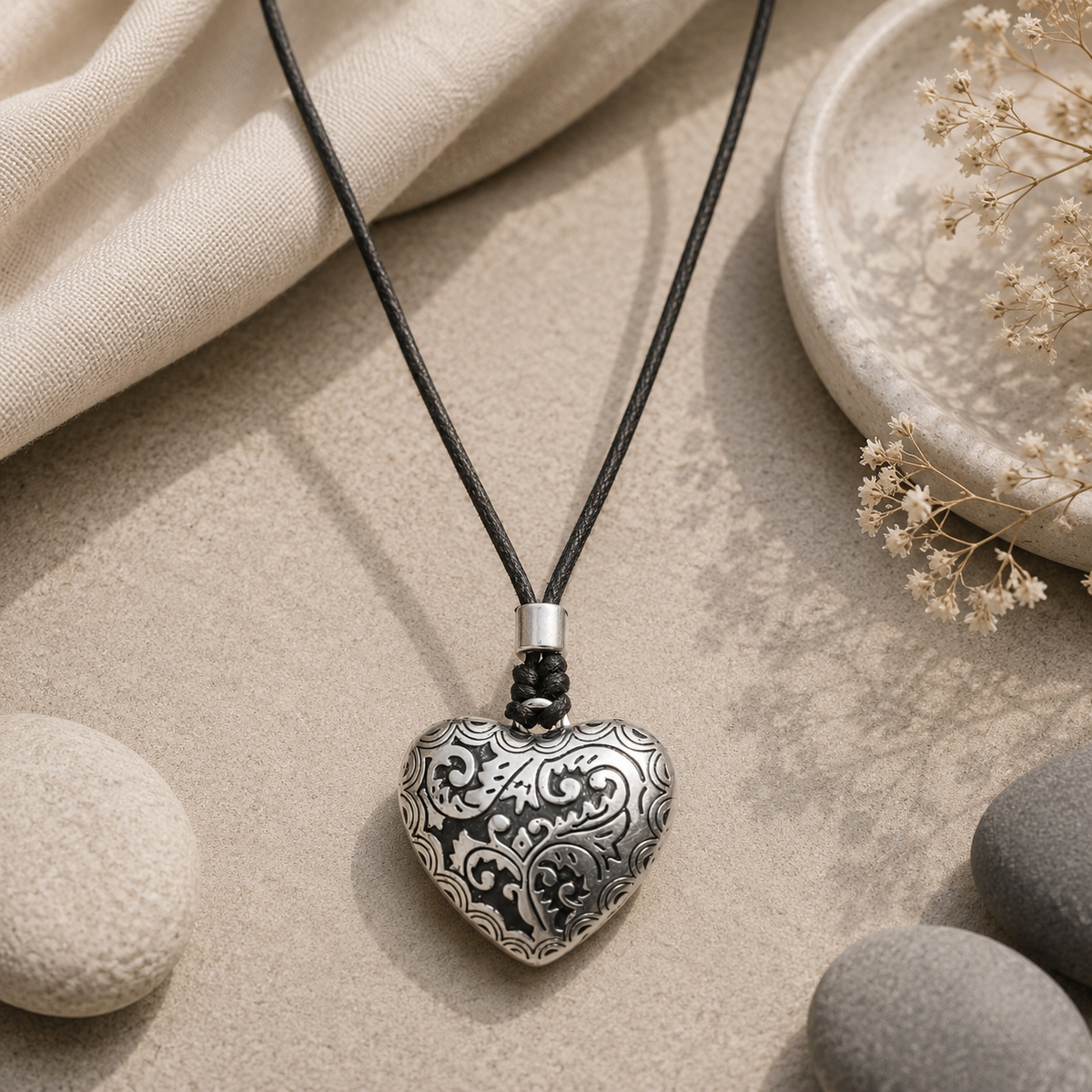 Choker Necklace with Ornate Heart Pendant