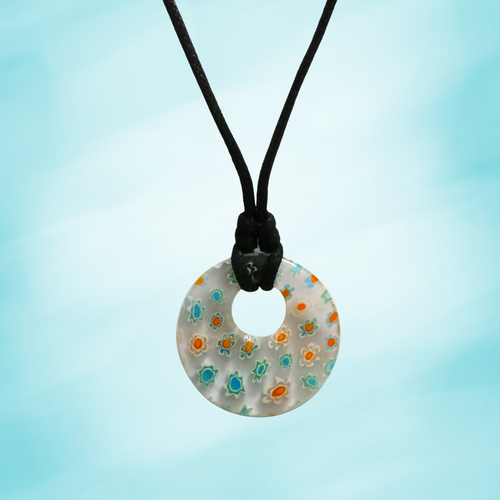 Choker Necklace with Round Floral Pendant