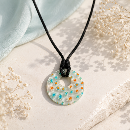 Choker Necklace with Round Floral Pendant