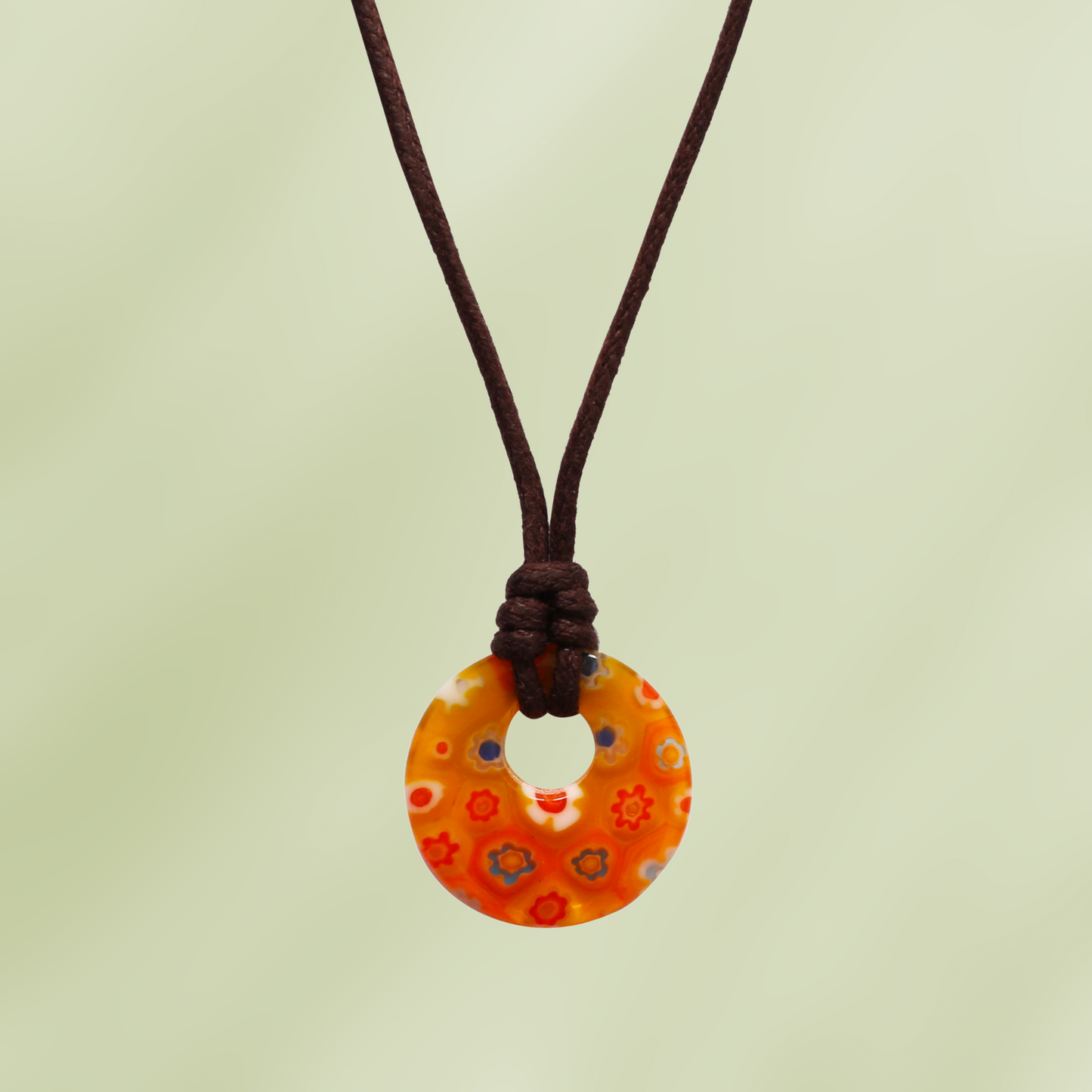 Choker Necklace with Round Floral Pendant