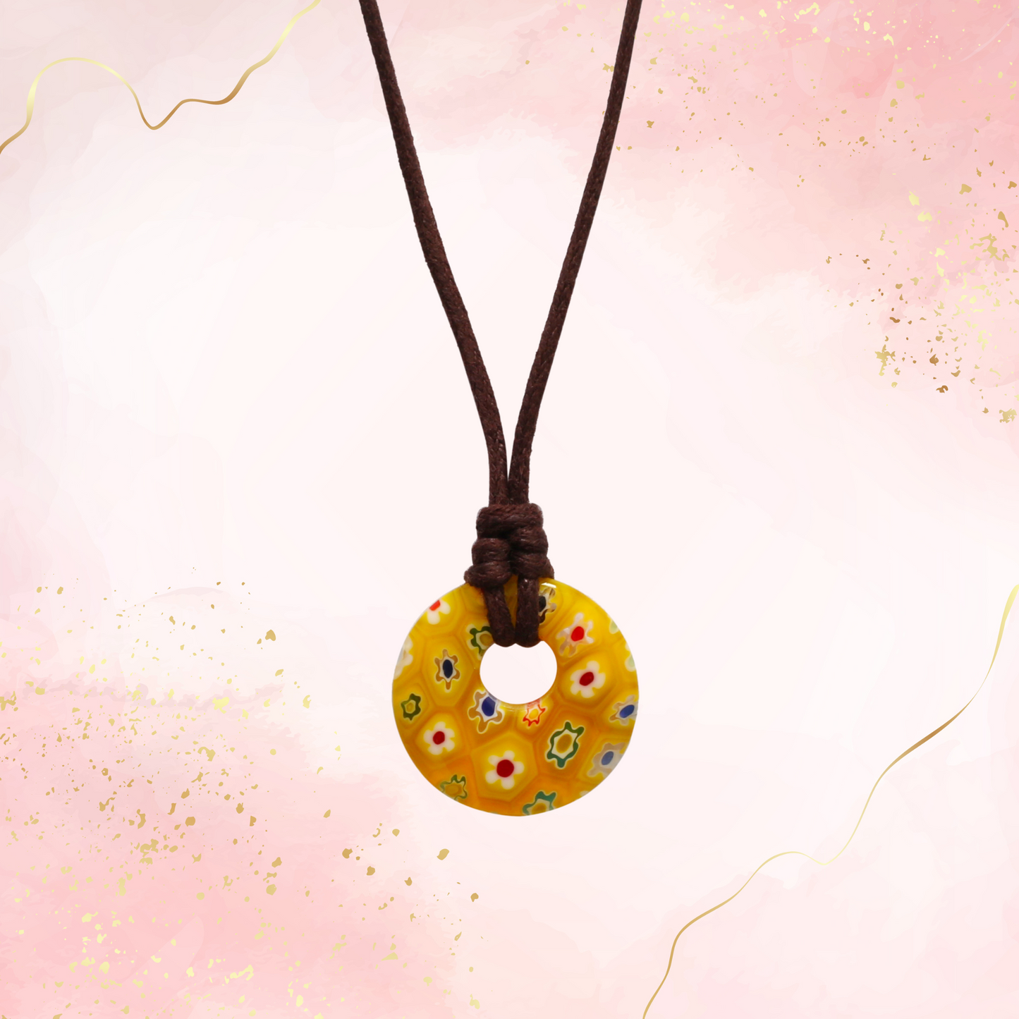 Choker Necklace with Round Floral Pendant