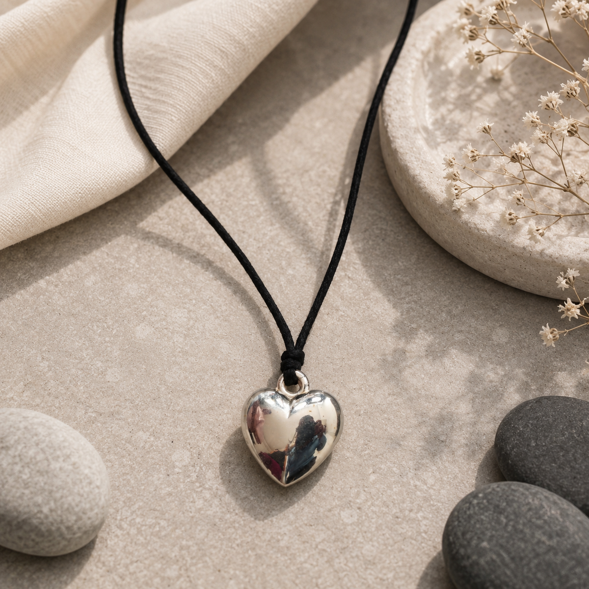 Choker Necklace with Heart Pendant