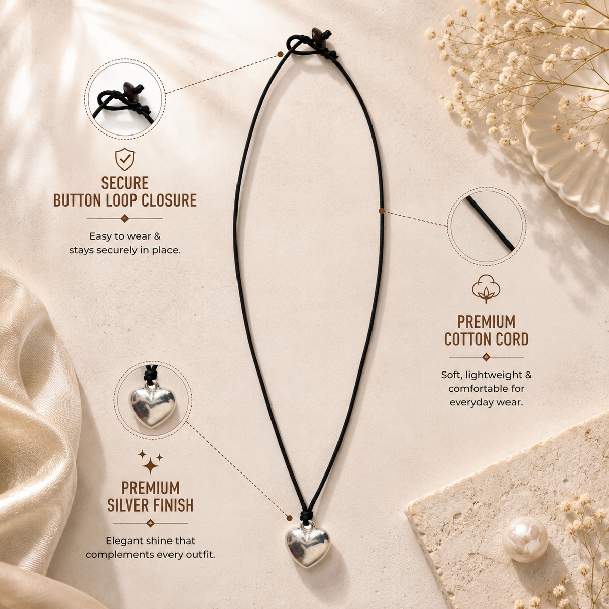 Choker Necklace with Heart Pendant