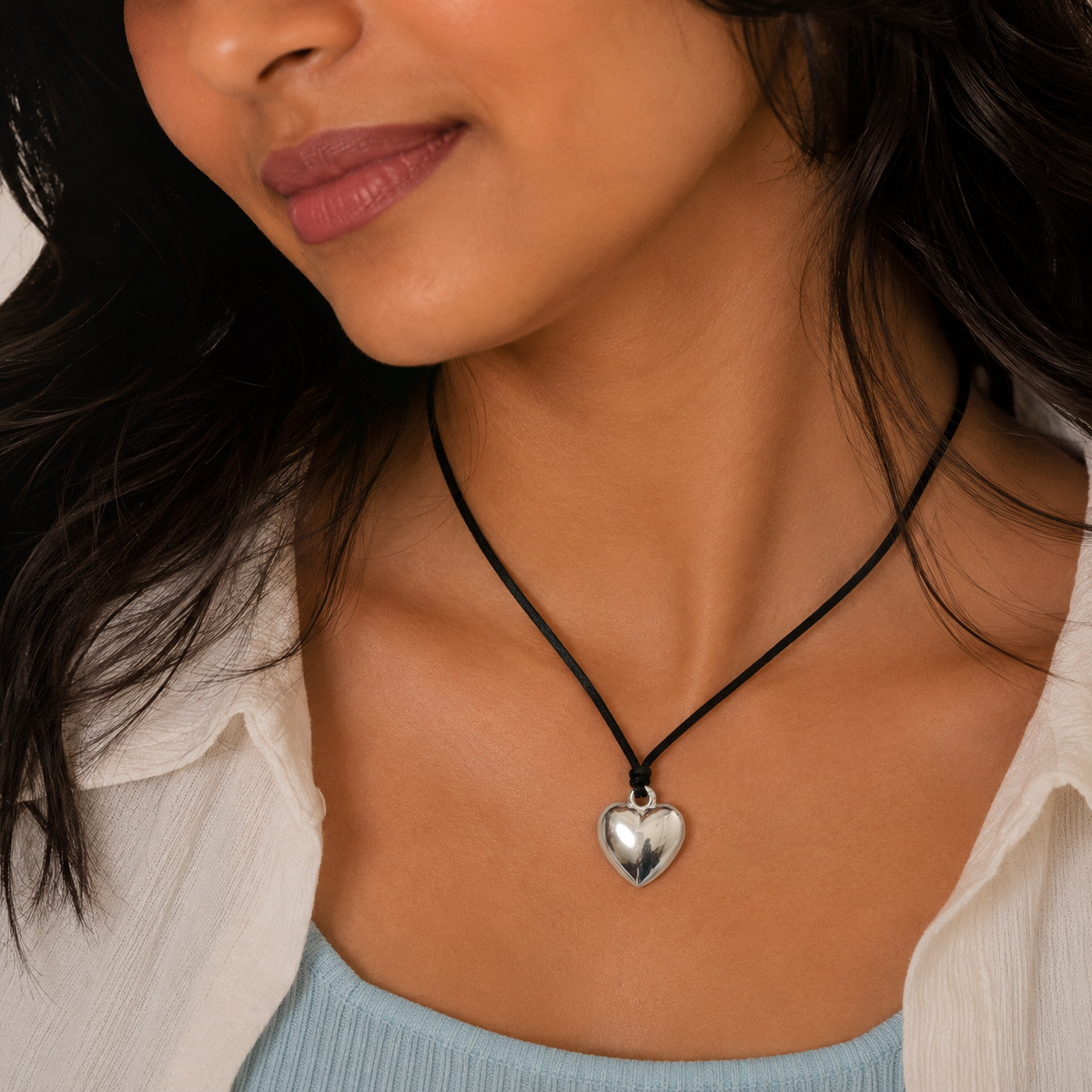 Choker Necklace with Heart Pendant