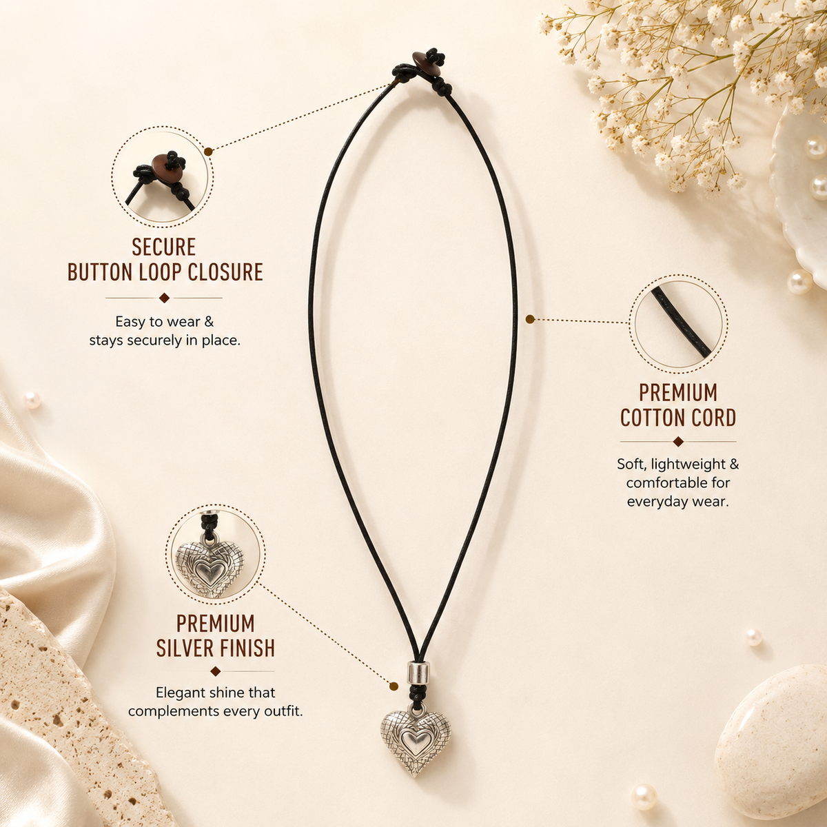 Choker Necklace with Heart in Heart Pendant
