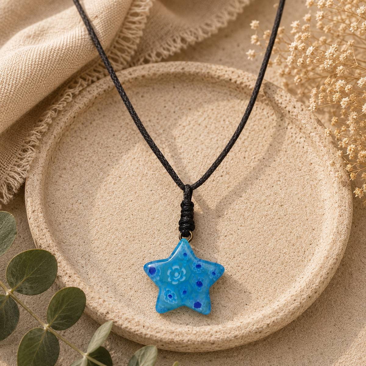 Choker Necklace with Floral Star Pendant