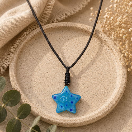 Choker Necklace with Floral Star Pendant