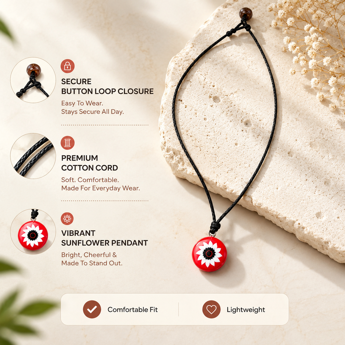 Choker Necklace with Sunflower Pendant