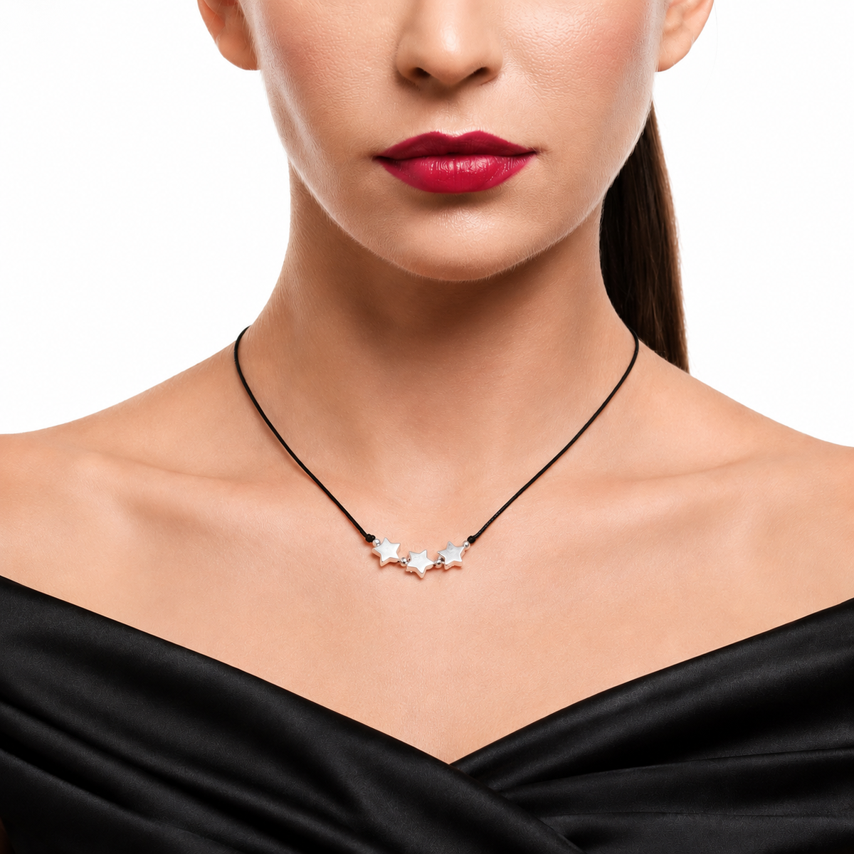 Choker Necklace with Triple Star Charms