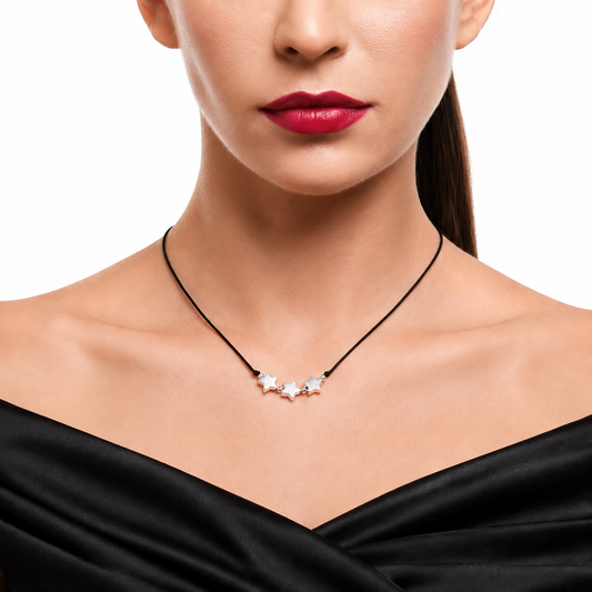 Choker Necklace with Triple Star Charms