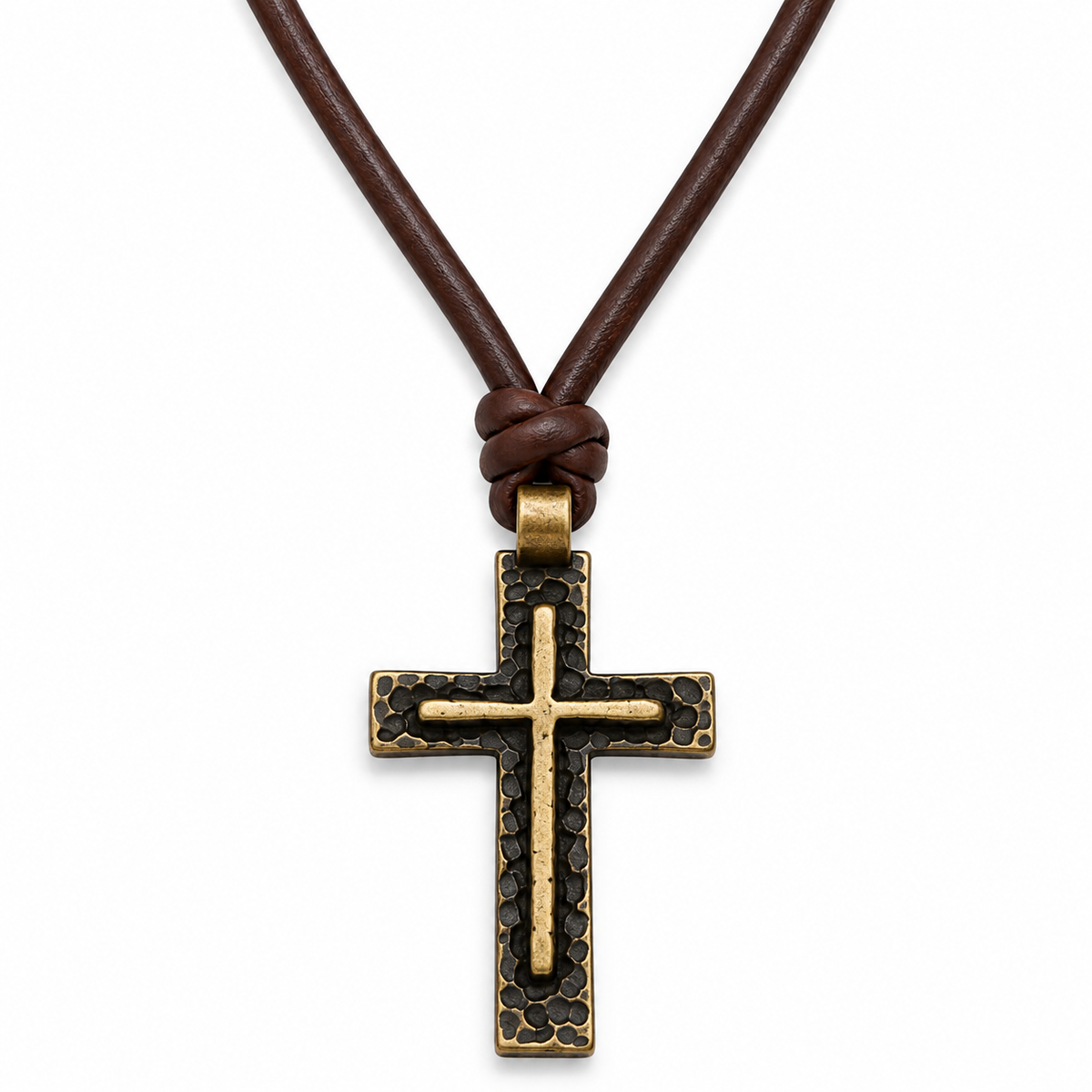 Classic Cross Pendant Leather Necklace for Men