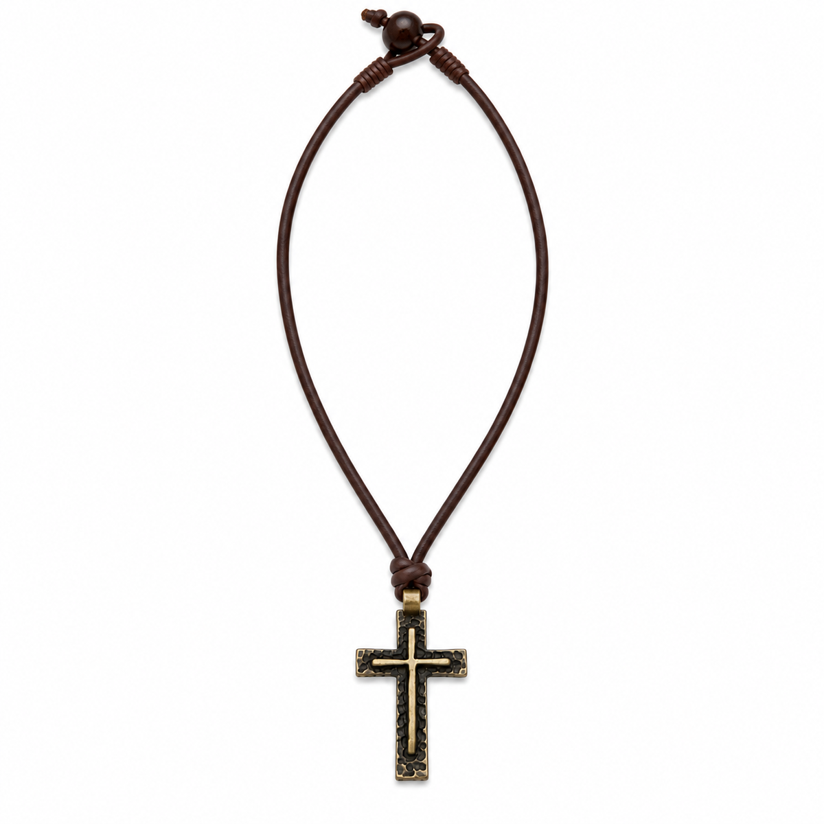 Classic Cross Pendant Leather Necklace for Men