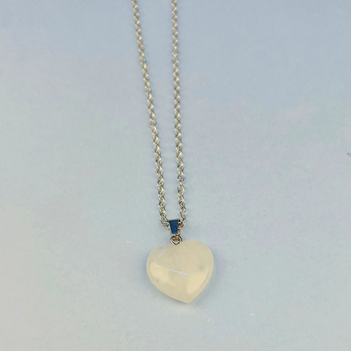 Clear Quartz Crystal Healing Heart Necklace