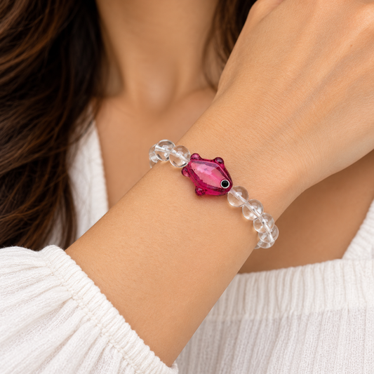 Clear Quartz Fish Bead Bracelet for Women
