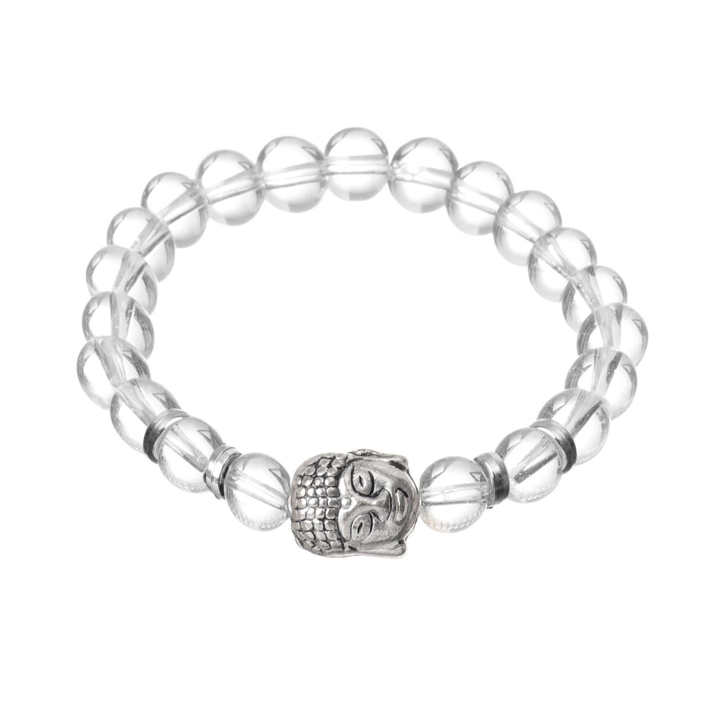 Clear Quartz Natural Stone Buddha Bracelet