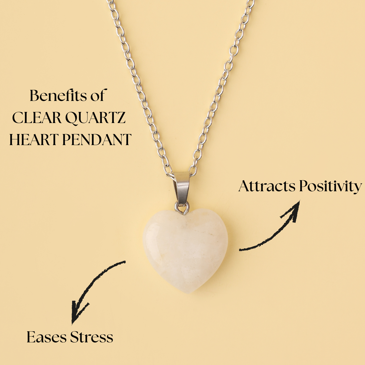 Clear Quartz Heart Pendant Necklace