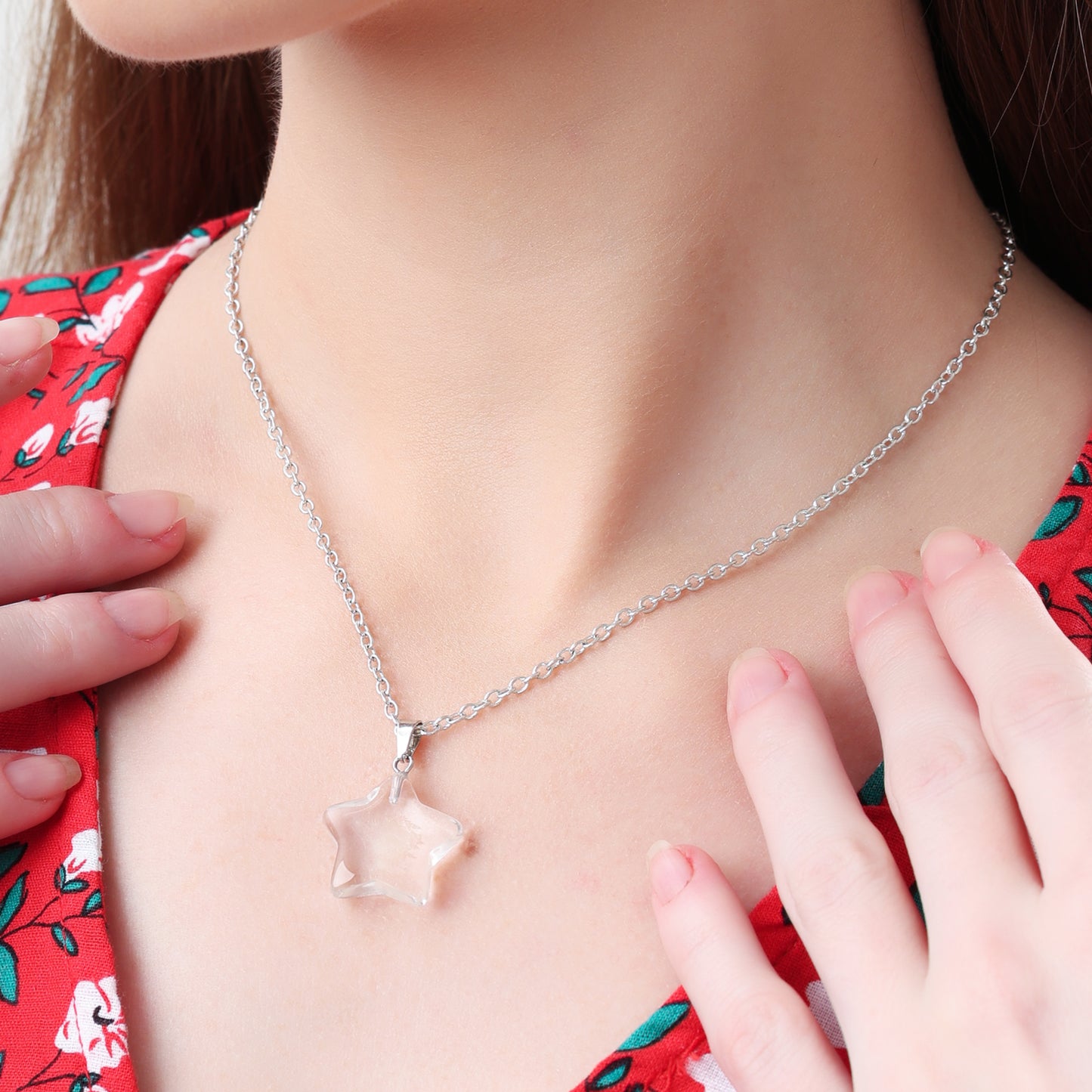 Clear Quartz Star Pendant Necklace