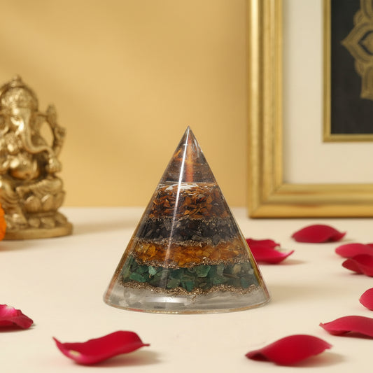 Conical Dhan Yog Pyramid With Selenite Base