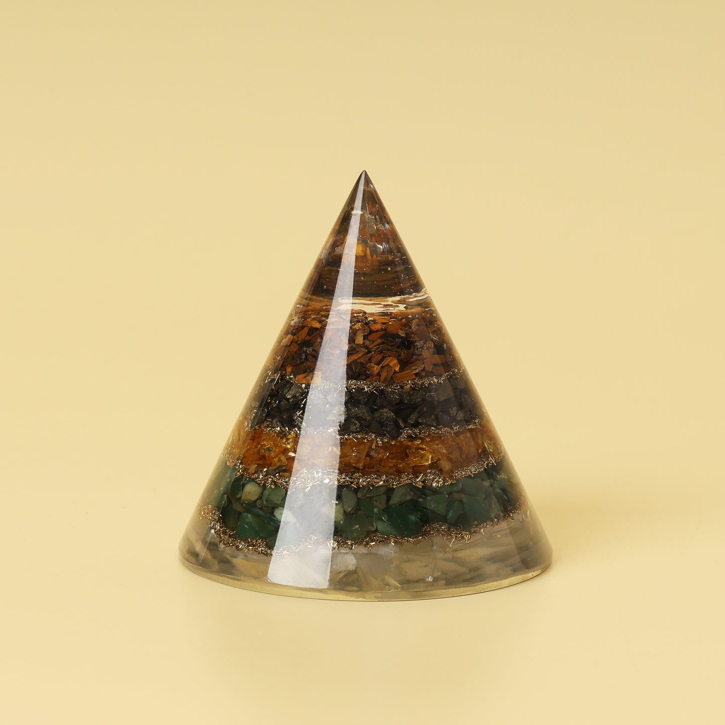 Conical Dhan Yog Pyramid With Selenite Base