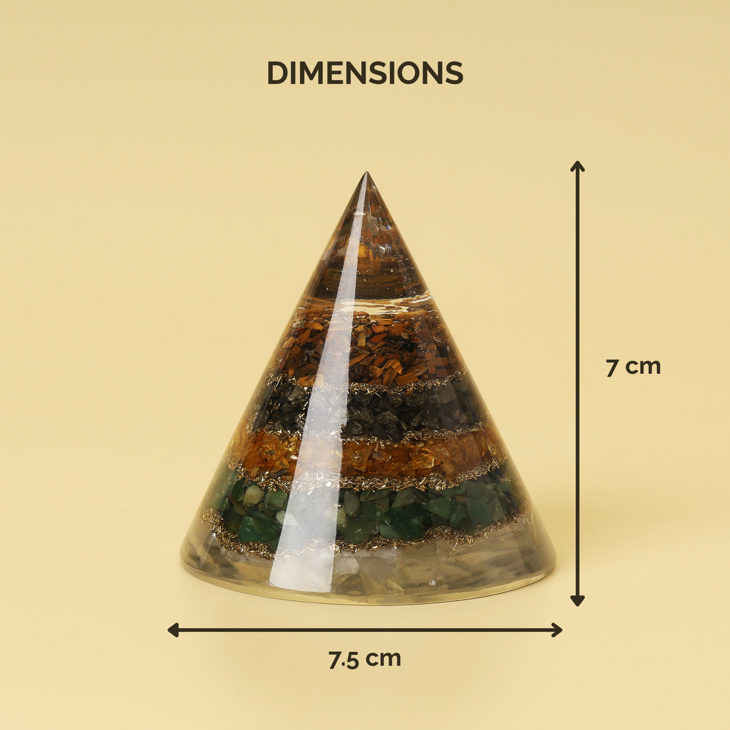 Conical Dhan Yog Pyramid With Selenite Base