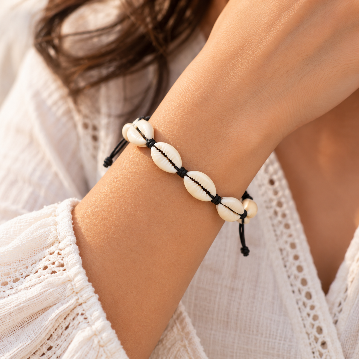 Cowrie Shell Adjustable Bracelet