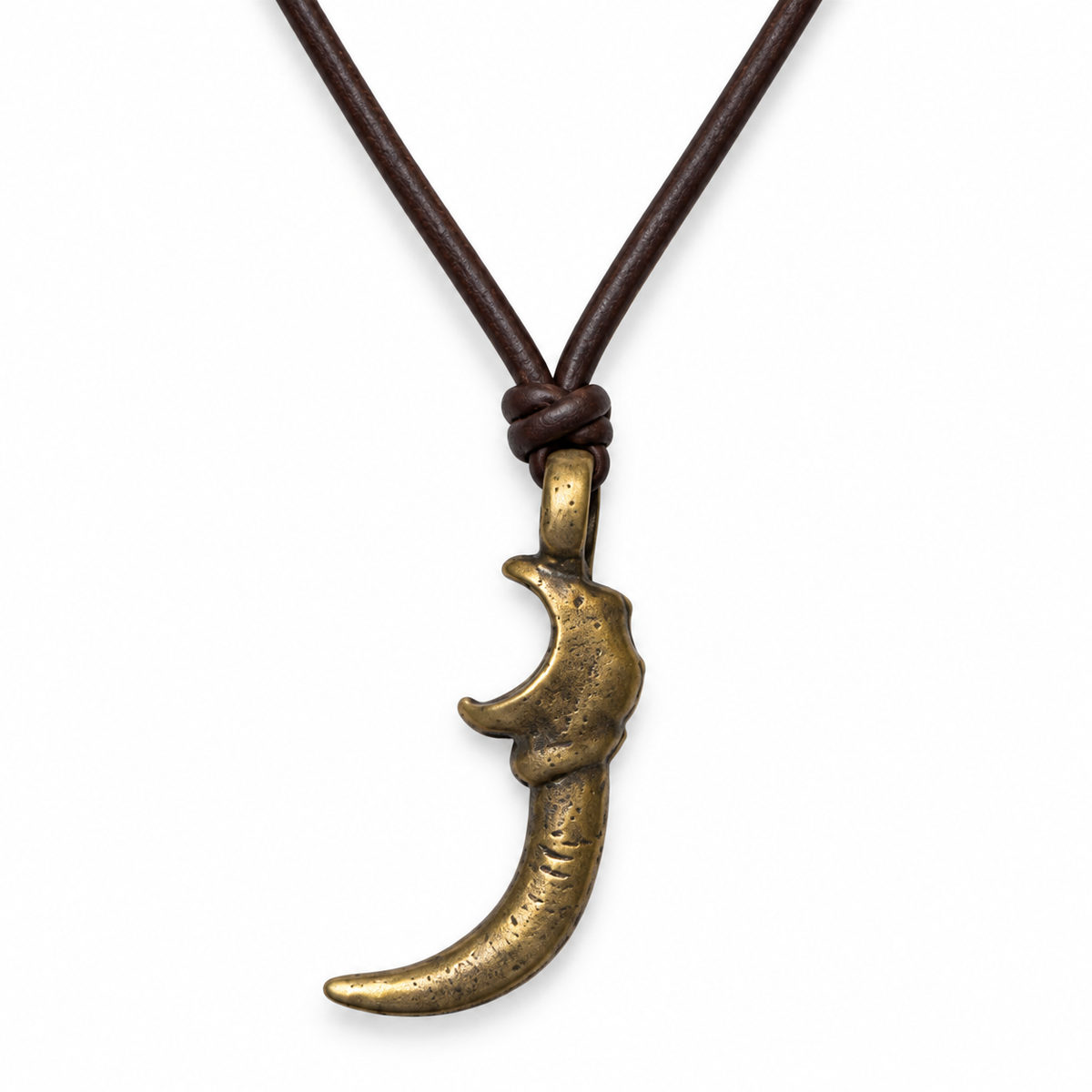 Curved Horn Leather Necklace for Men