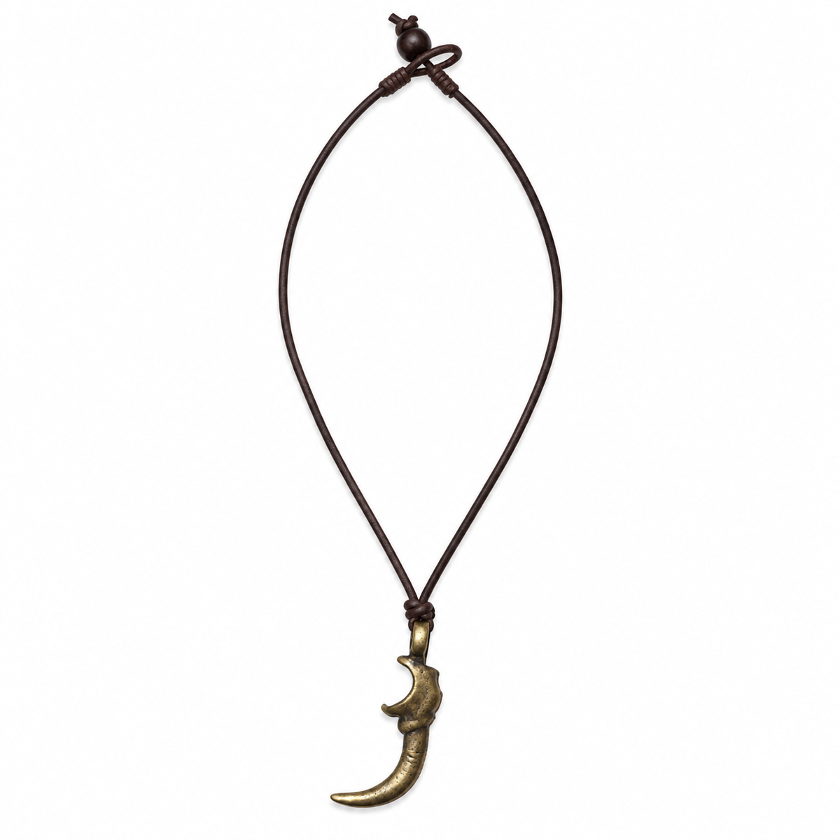 Curved Horn Leather Necklace for Men