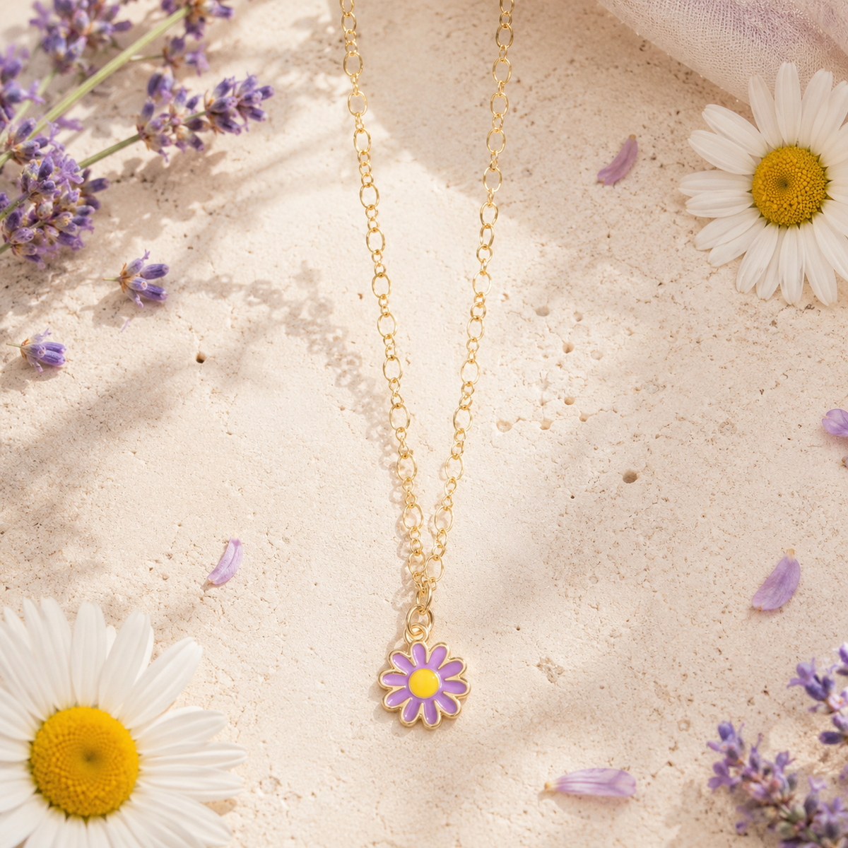 Daisy Charm Gold Choker Necklace