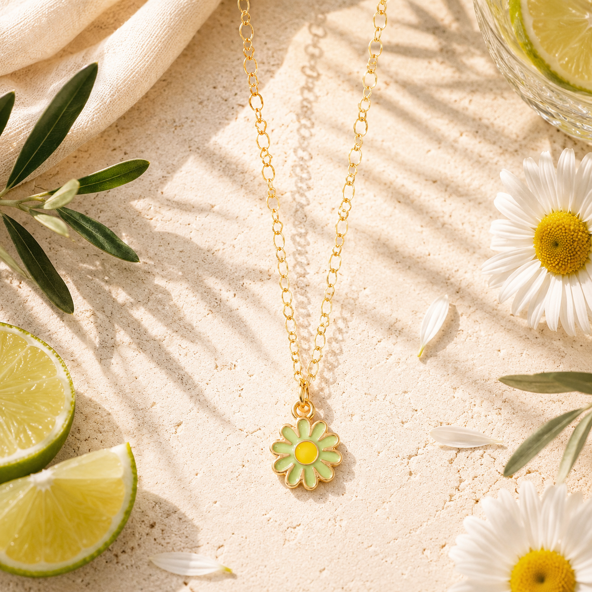 Daisy Charm Gold Choker Necklace